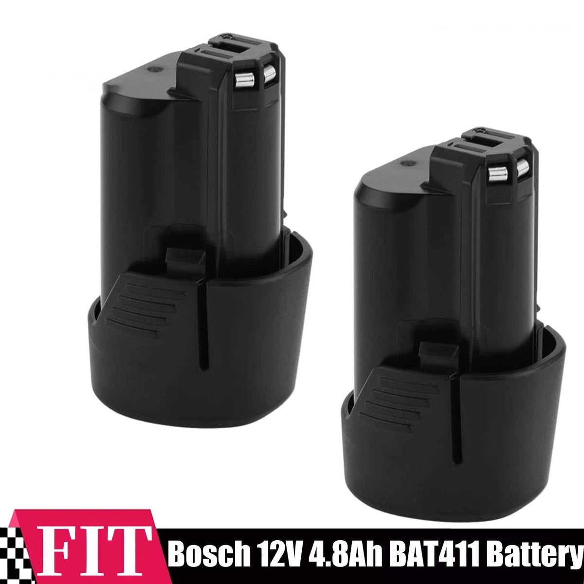 2-Pack Bosch 12V 4.8Ah Lithium-Ion Replacement Battery BAT411 BAT412 BAT414