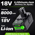 2-Pack RYOBI P108 18V 8.0Ah Battery Replacement, 8000mAh ONE+ Lithium-Ion