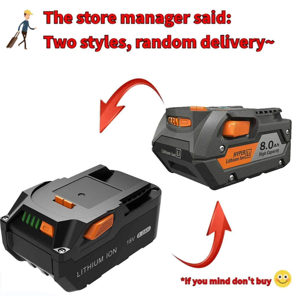 2-Pack RIDGID R840087 18V 8.0Ah Lithium-Ion Battery Replacement