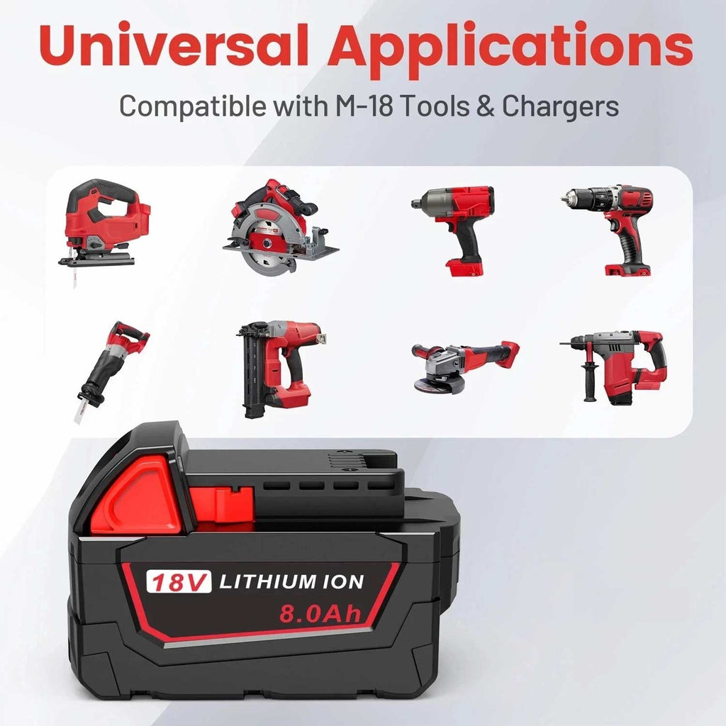 2-Pack Milwaukee M18 18V 8.0Ah Battery Replacement for 48-11-1860
