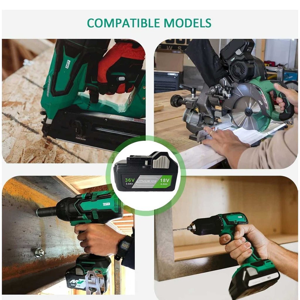 2-Pack Metabo HPT BSL36A18 18V/36V MultiVolt 6.0Ah Lithium-Ion Battery Replacement
