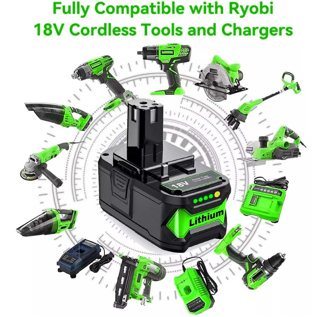 2-Pack RYOBI P108 18V 8.0Ah Battery Replacement, 8000mAh ONE+ Lithium-Ion