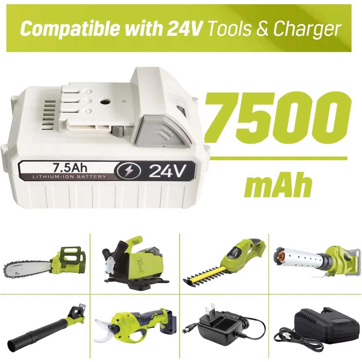 2-Pack Snow Joe + Sun Joe iON+ 24V 7.5Ah Lithium-Ion Battery Replacement