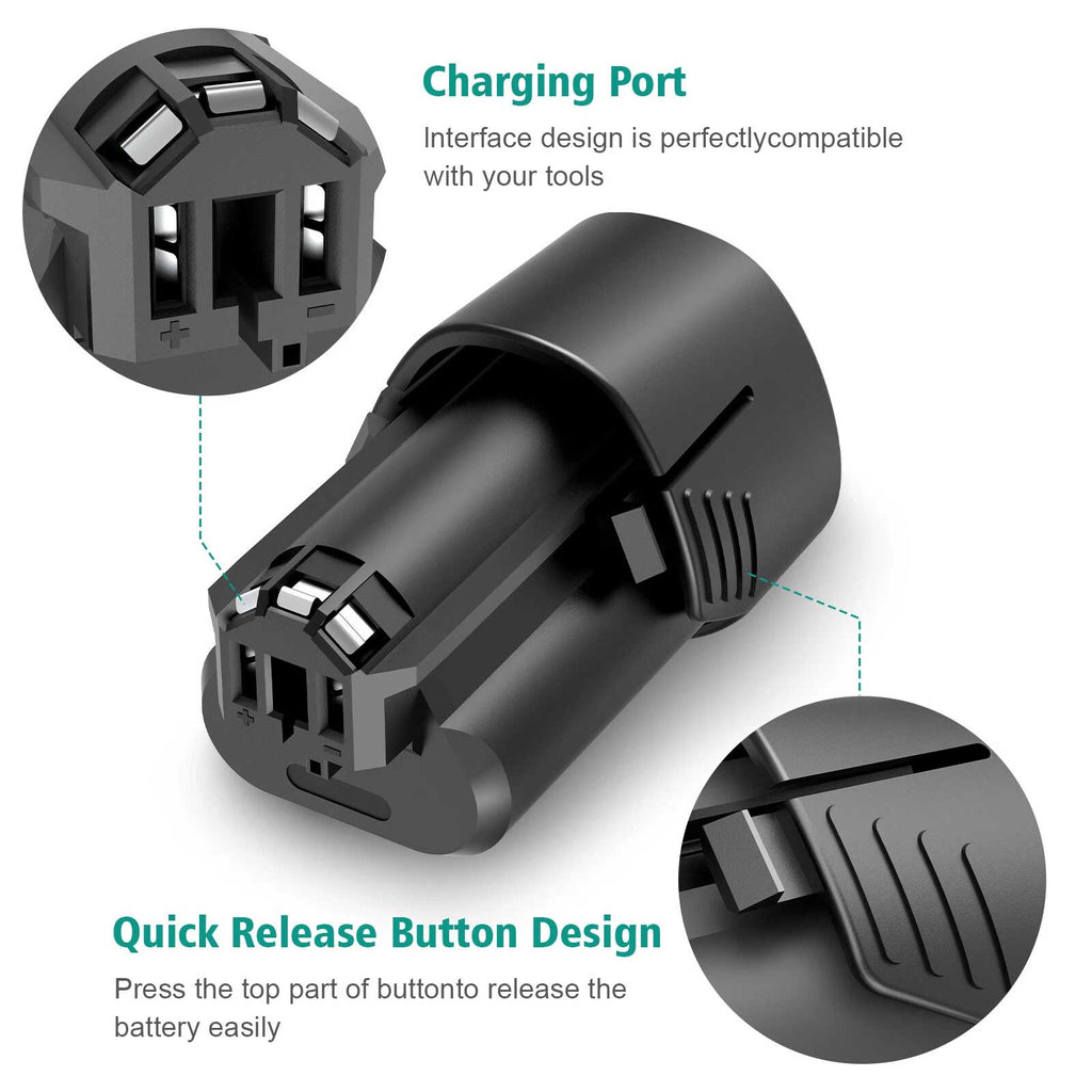 2-Pack Bosch 12V 4.8Ah Lithium-Ion Replacement Battery BAT411 BAT412 BAT414