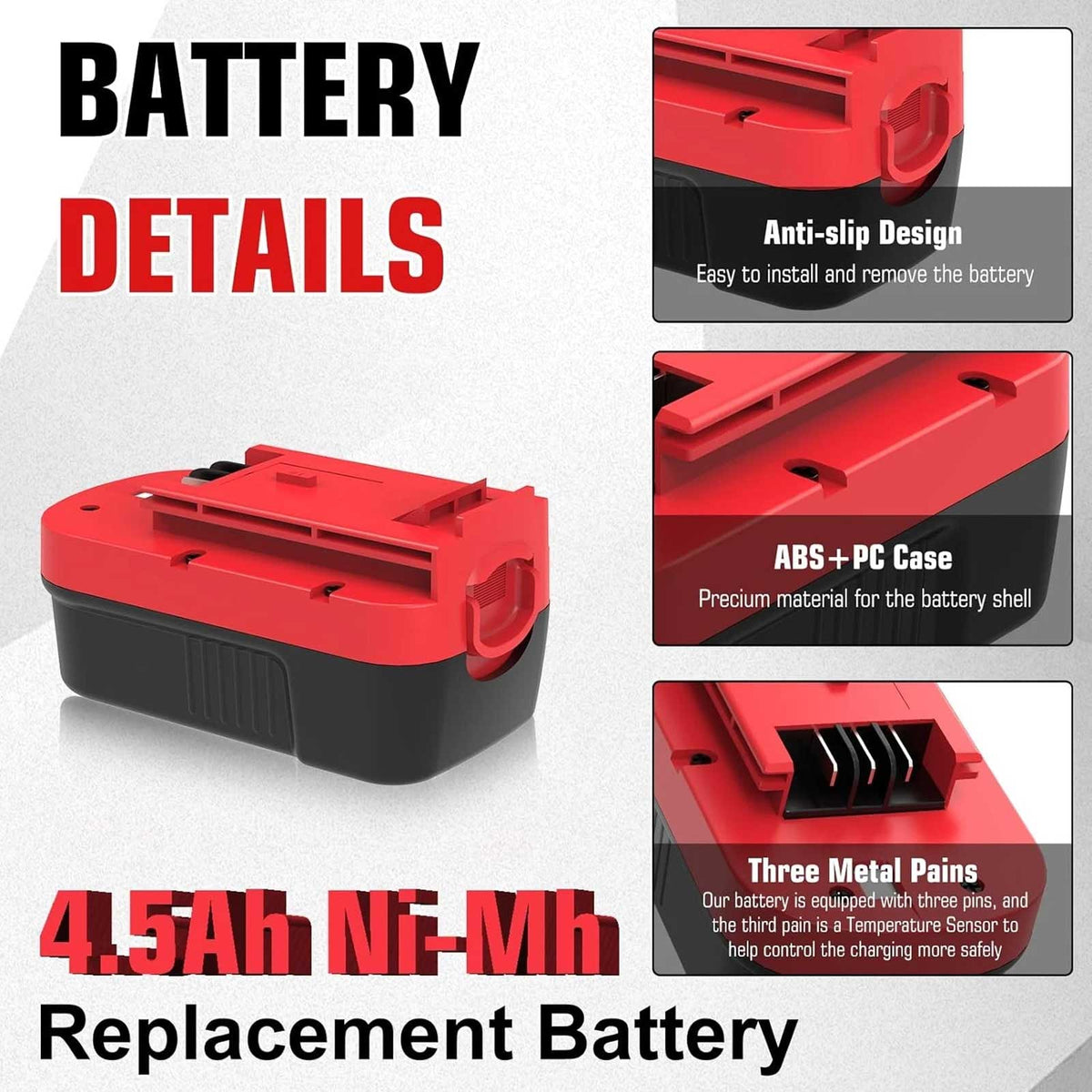 2Pack Black+Decker HPB18 18V 4.5Ah Battery Replacement Ni-MH 244760-00