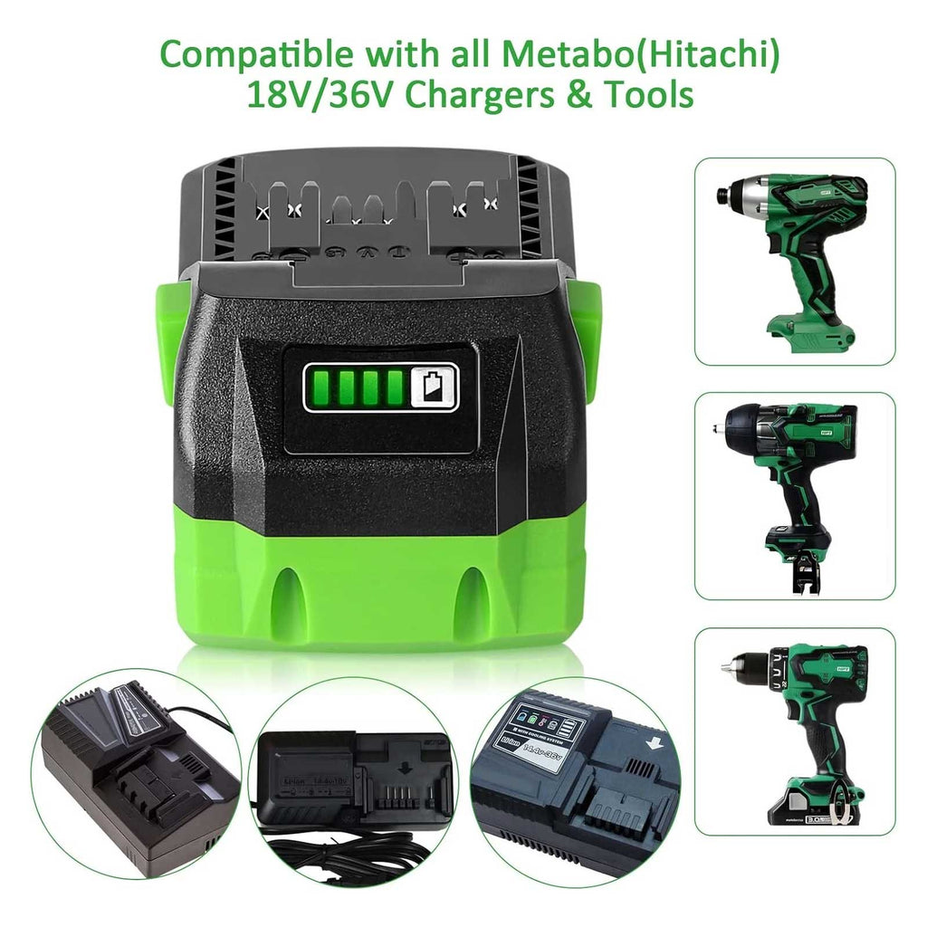 2-Pack Metabo HPT BSL36A18 18V/36V MultiVolt 6.0Ah Lithium-Ion Battery Replacement