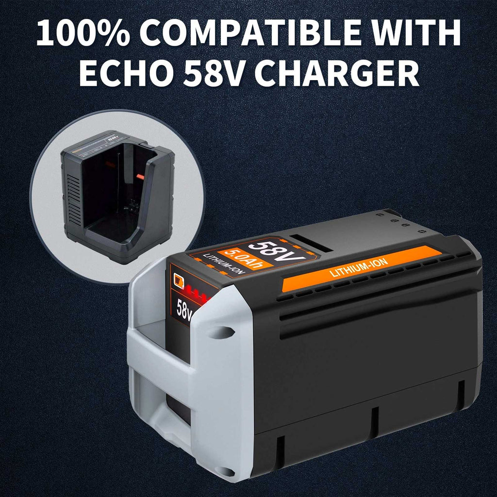 2-Pack ECHO 58V 5.0Ah Lithium-Ion Battery Replacement – CBP-58V40, CHT-58V, CDST-58V