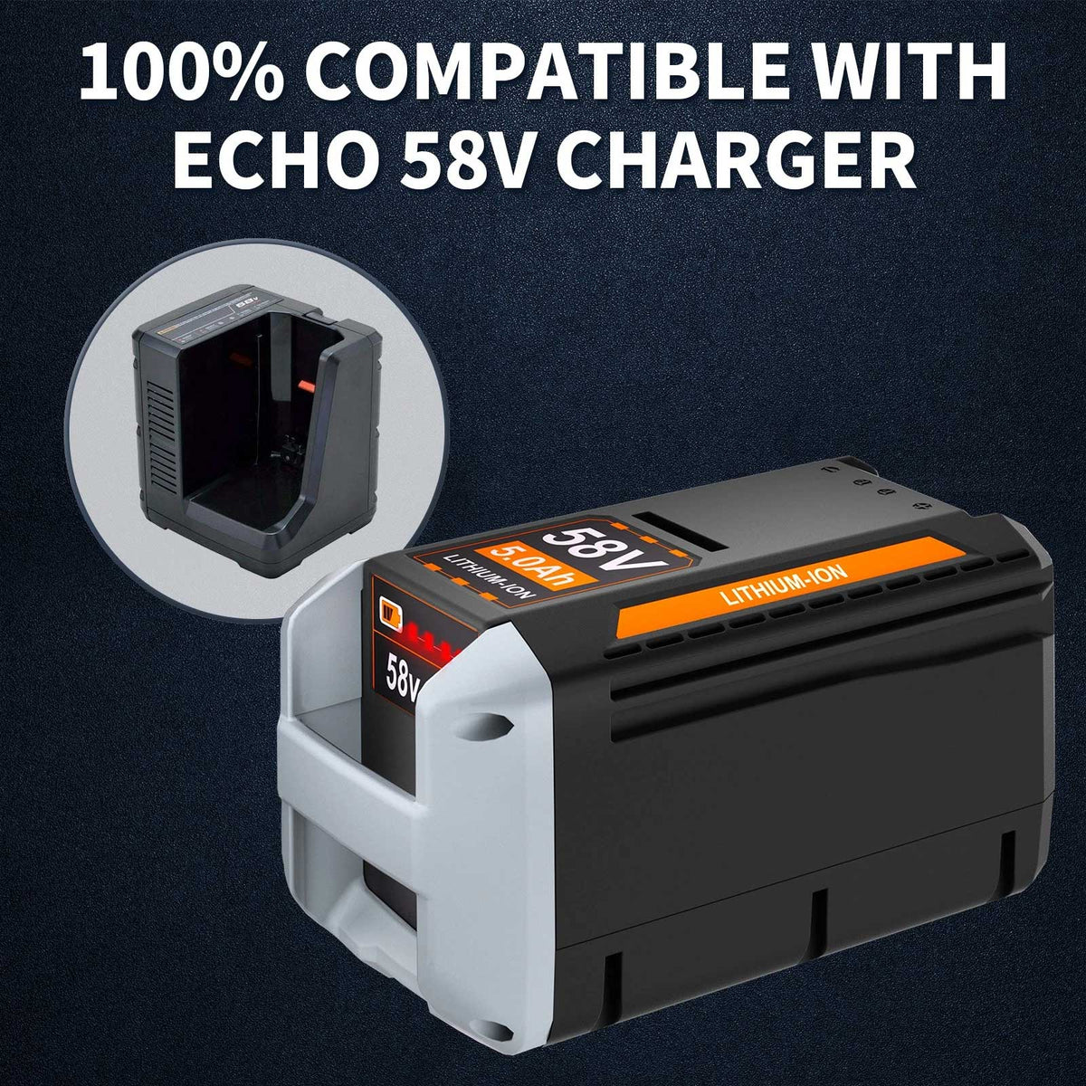 2-Pack ECHO 58V 5.0Ah Lithium-Ion Battery Replacement – CBP-58V40, CHT-58V, CDST-58V