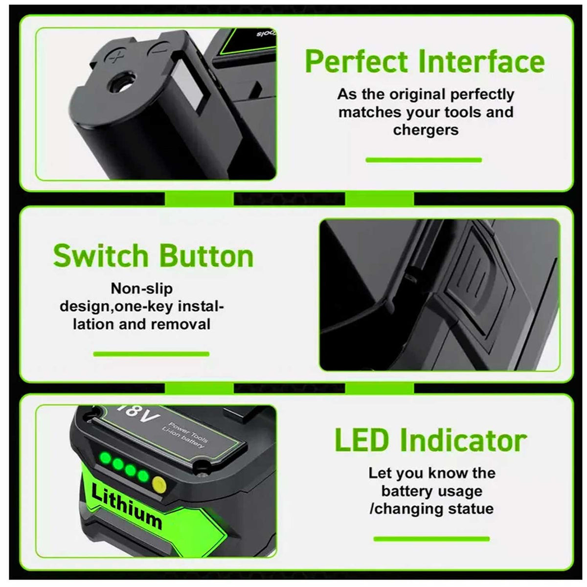 2-Pack RYOBI P108 18V 8.0Ah Battery Replacement, 8000mAh ONE+ Lithium-Ion