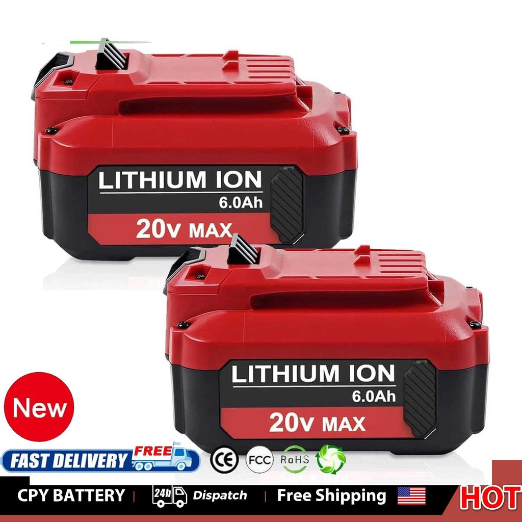 2-Pack CRAFTSMAN CMCB204 20V V20 6.0Ah Lithium-Ion Battery Replacement