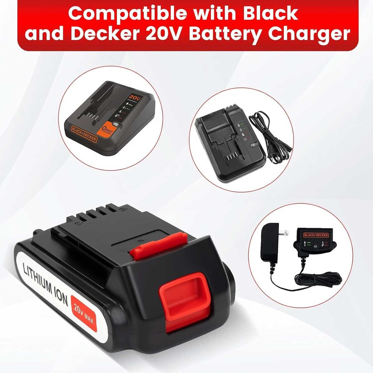 2-Pack Black &amp; Decker 20V MAX 3.0Ah Lithium-Ion Battery LBXR20 LBXR2020