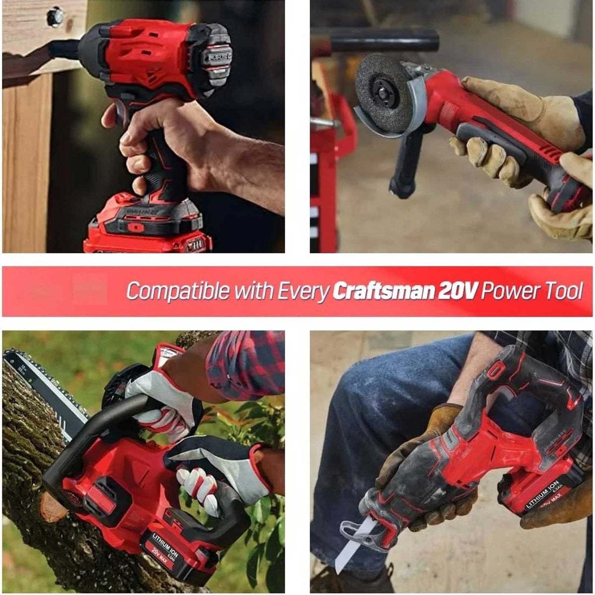 2-Pack CRAFTSMAN CMCB204 20V V20 6.0Ah Lithium-Ion Battery Replacement
