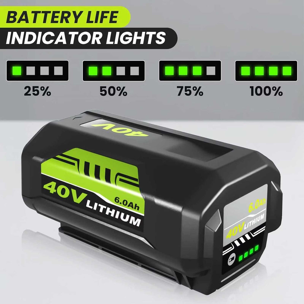 2-Pack Ryobi 40V 6.0Ah Lithium Battery Replacement – OP4026, OP40602, OP4050A, OP4040
