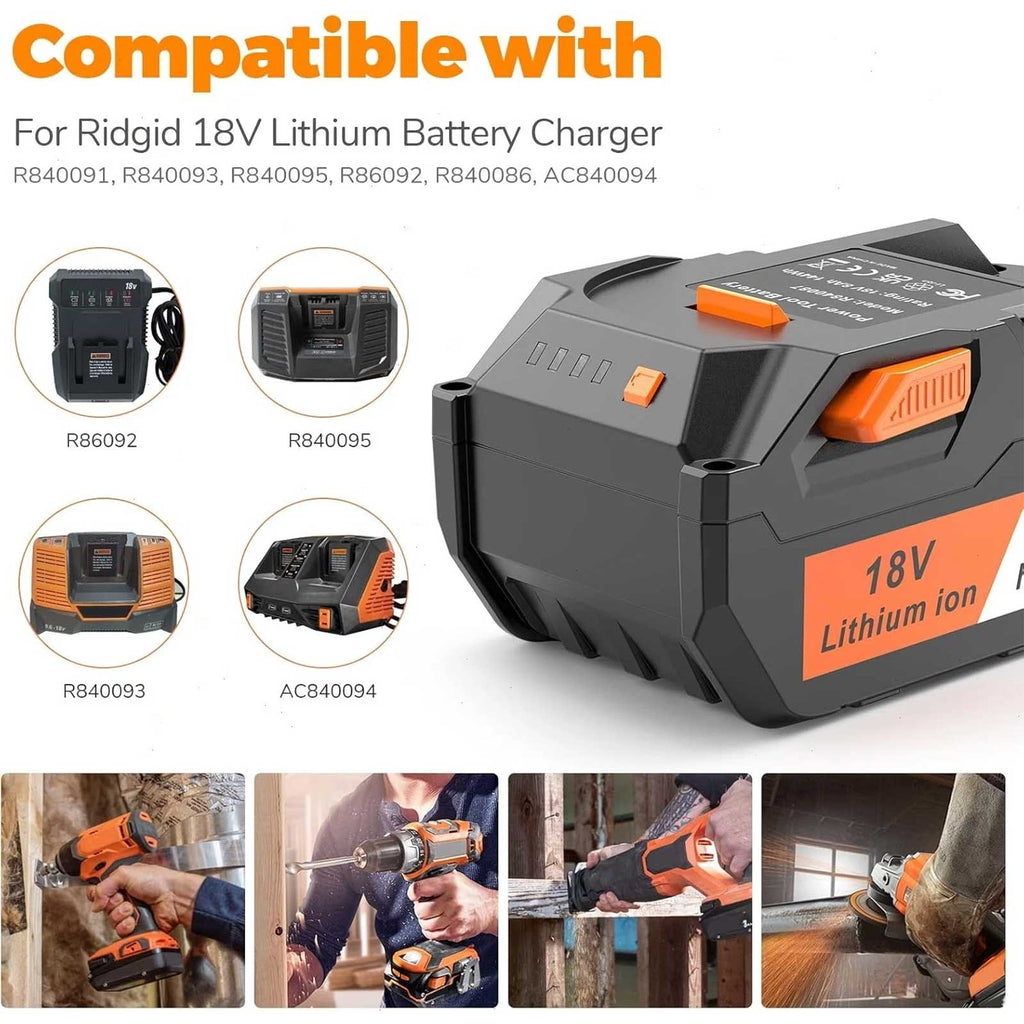 2-PACK For Ridgid 18V R840085 8.0Ah Lithium-ion Battery Rigid 18 Volt R840087