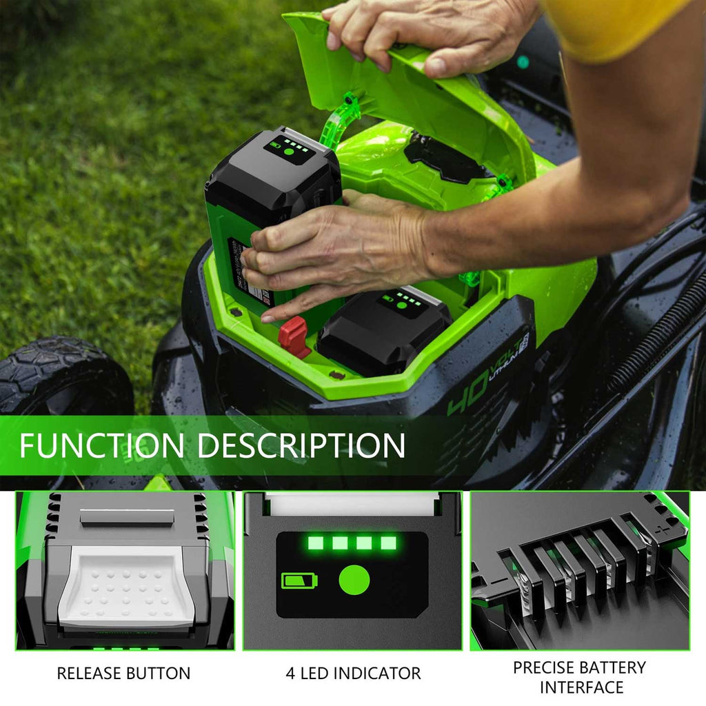 2 Pack Greenworks 40V 6.0Ah Battery 29472 29462 2901319