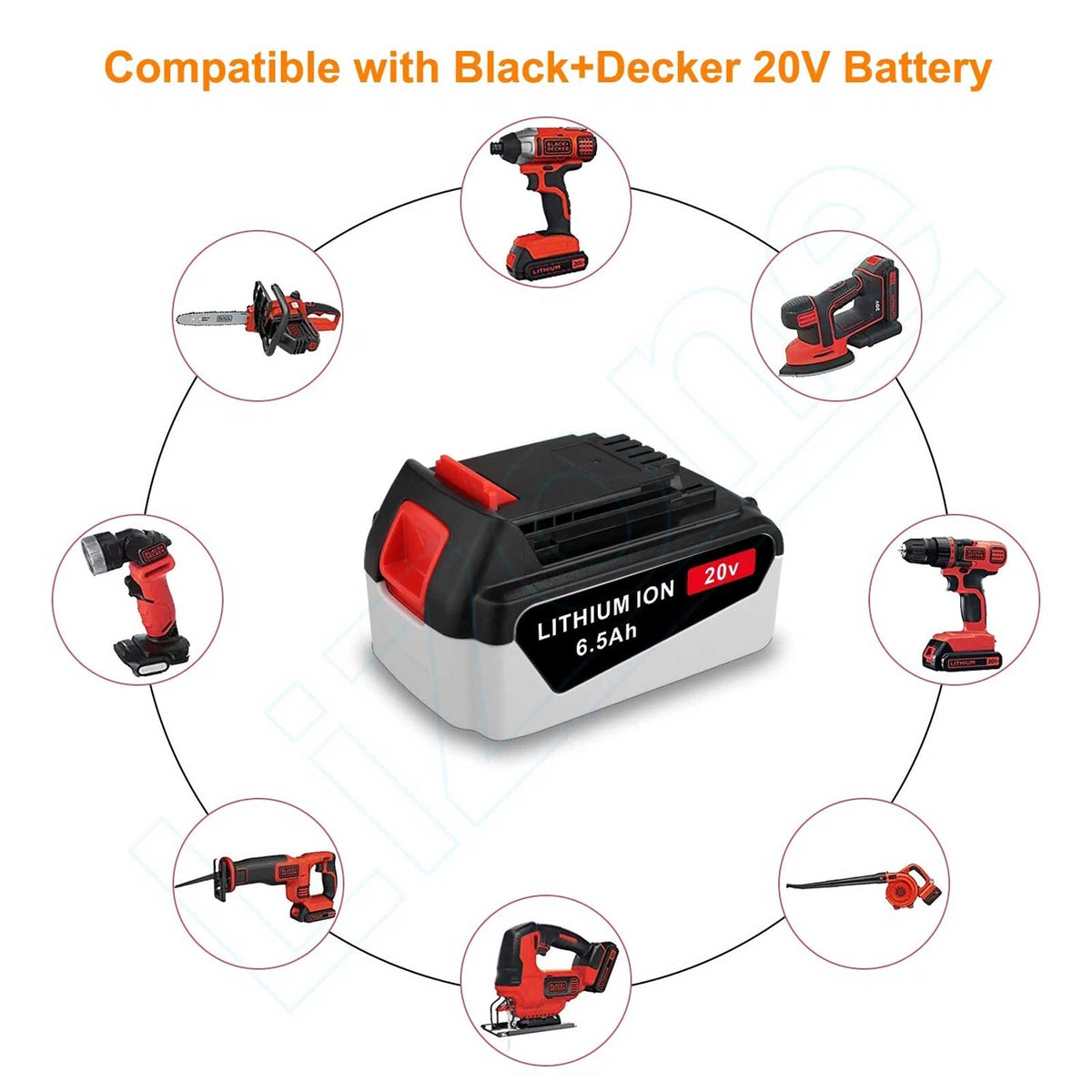 2-Pack BLACK+DECKER LBXR20 20V MAX 6.5Ah Lithium-Ion Battery Replacement