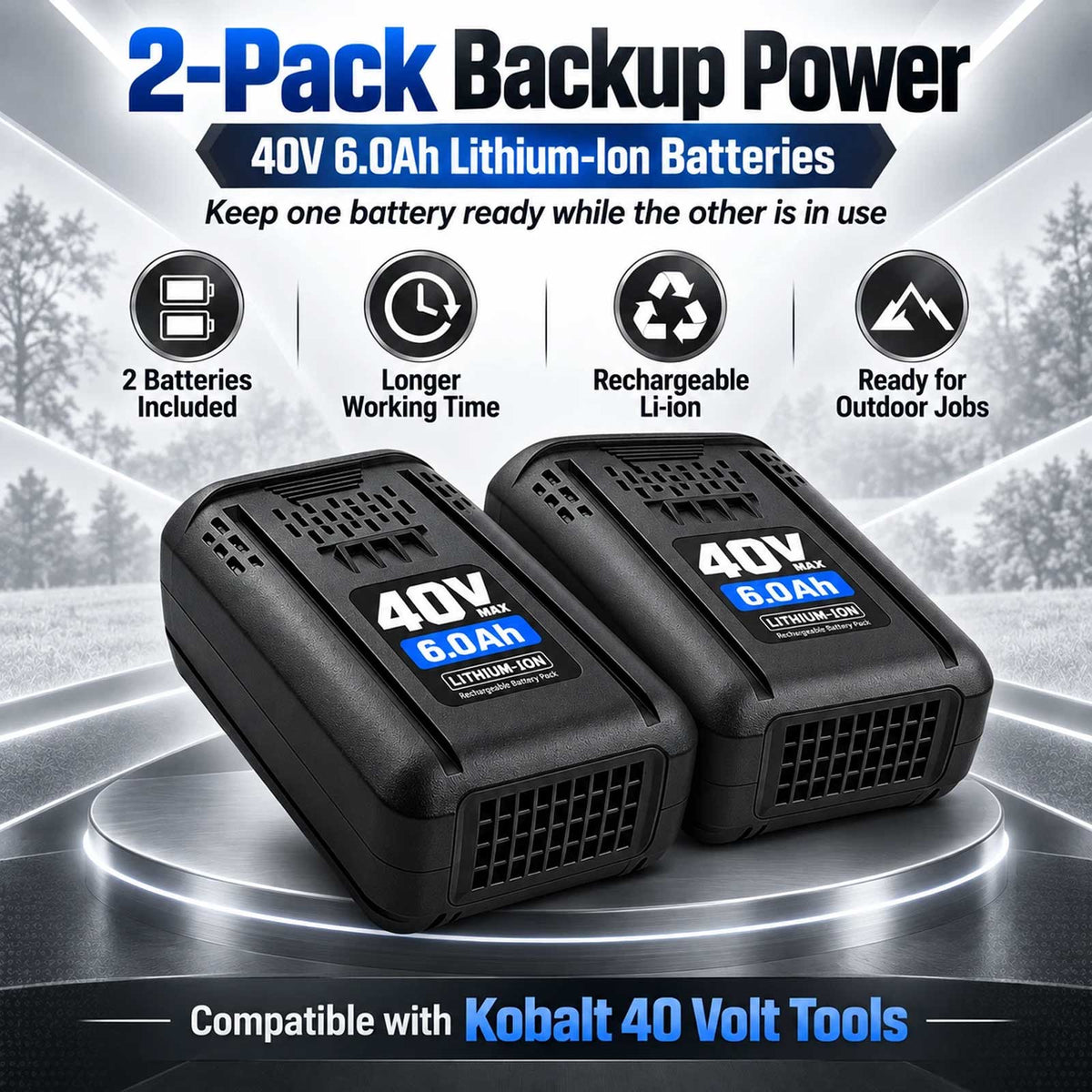 Kobalt 40V 6.0Ah Battery 2-Pack KB640-03 KB440-03 KB240-06