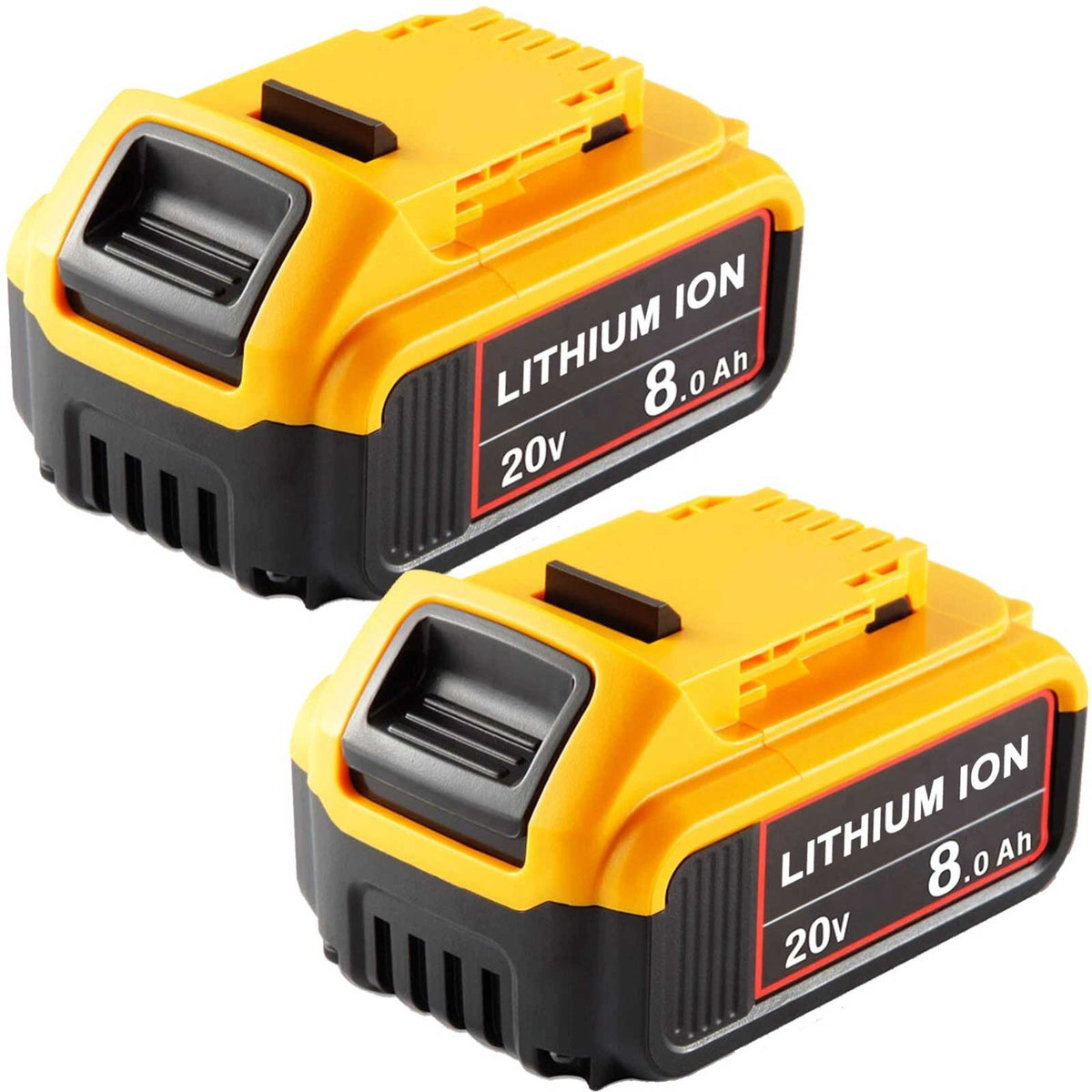 2-Pack DEWALT DCB206 20V MAX XR 8.0Ah Lithium-Ion Battery Replacement