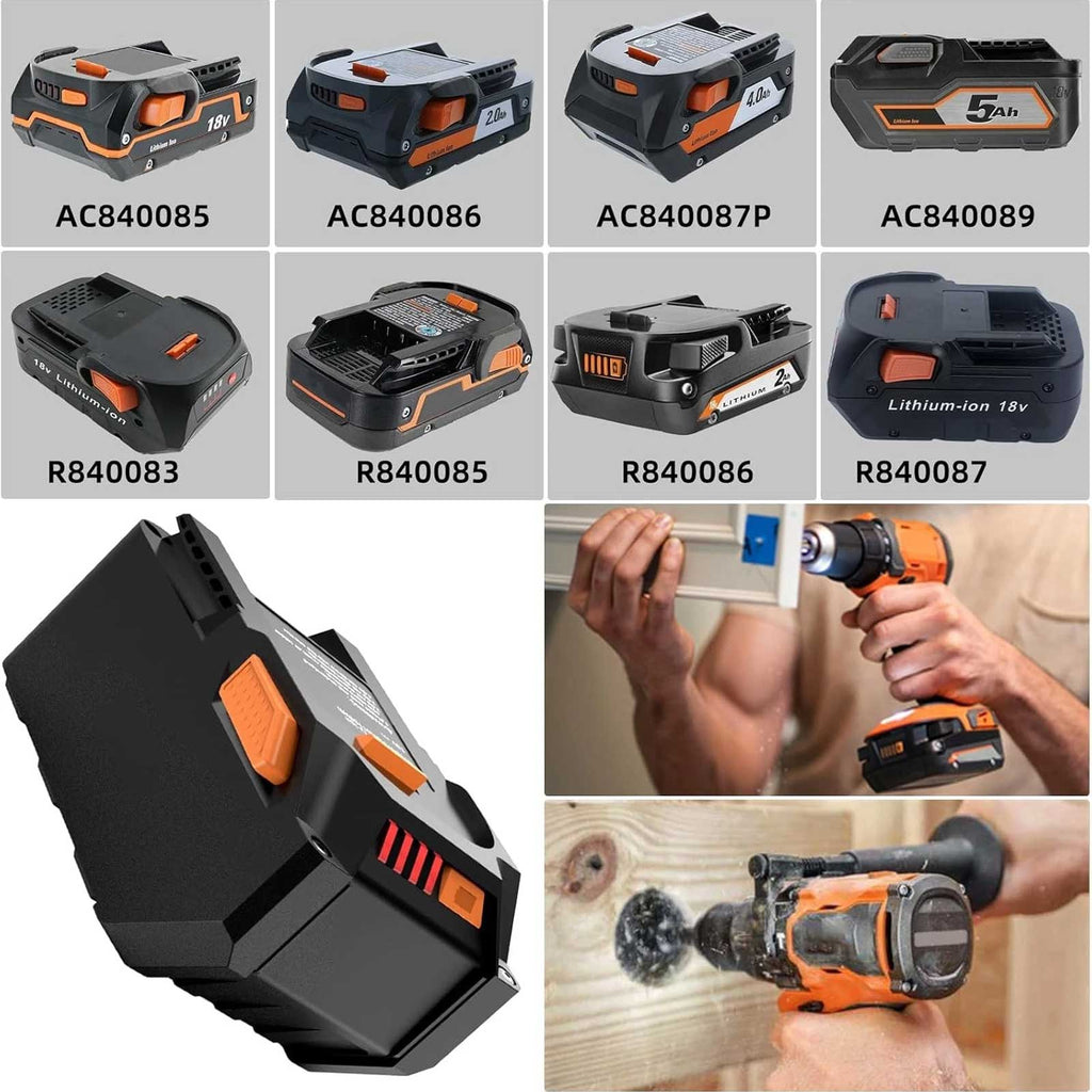 2-Pack RIDGID R840085 18V 6.0Ah Lithium-Ion Battery Replacement