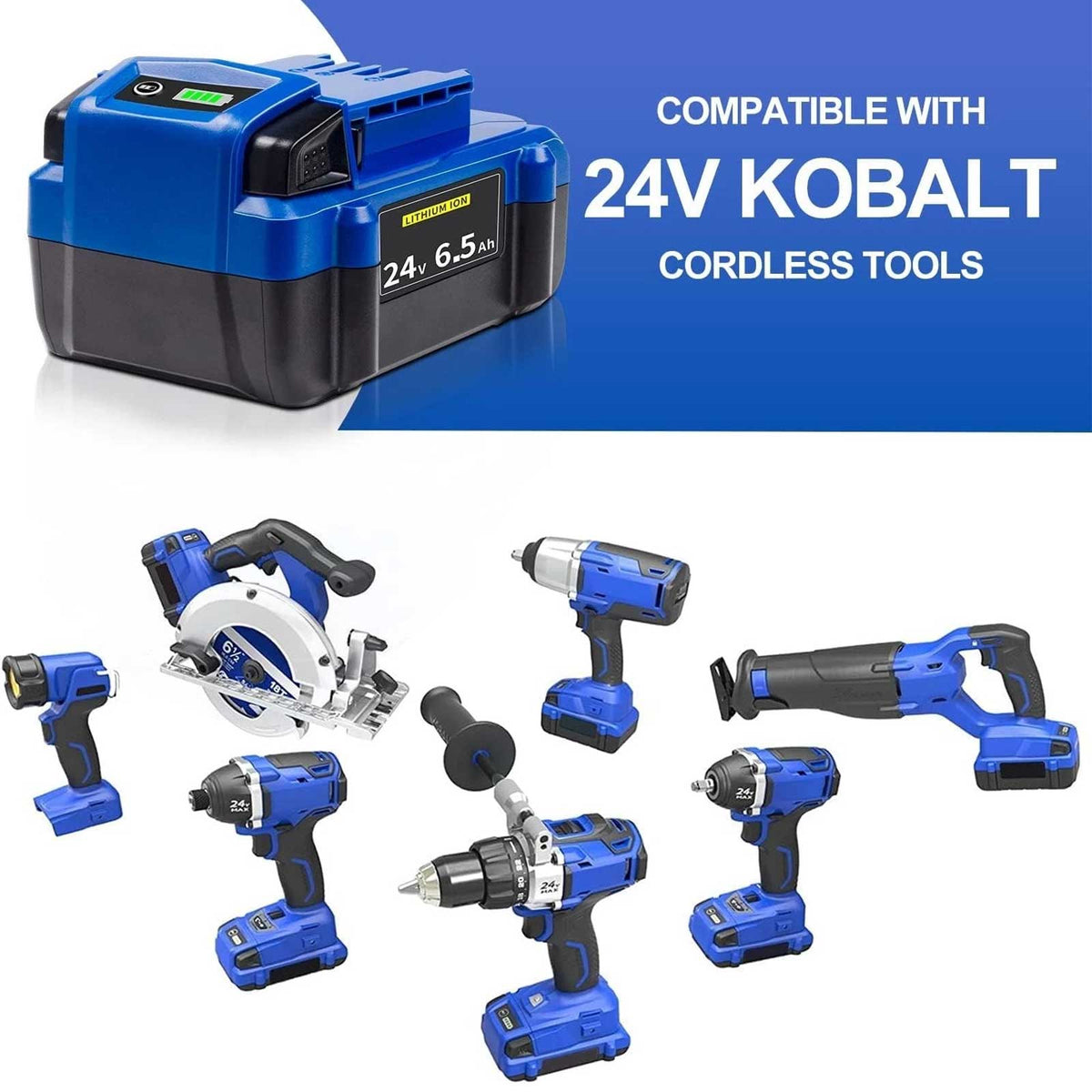 Kobalt 24V MAX 6.5Ah Battery 2-Pack KB624-03 KB524-03